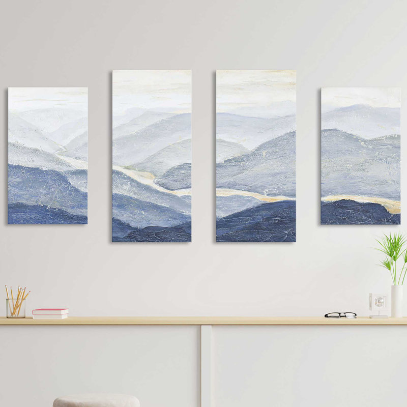 Blue Mountains - 4 pièces, reproduction sur toile tendue, H 38 po x l 72 po