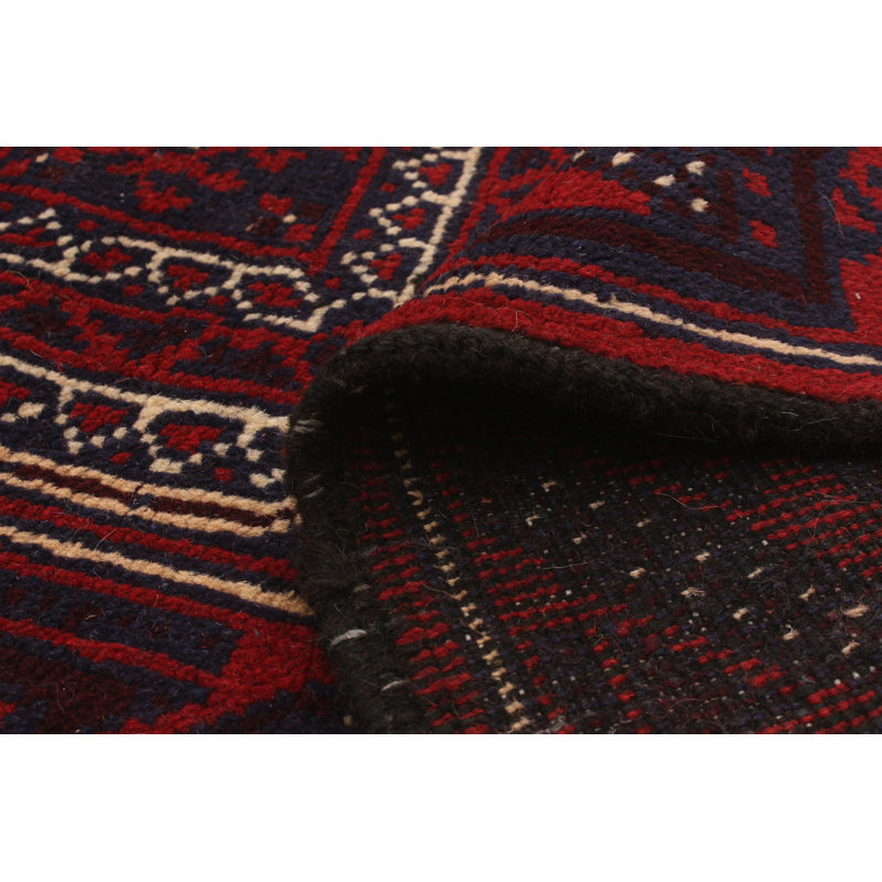 Hand-Knotted Rizbaft Red Wool Rug 3'0" X 5'9"