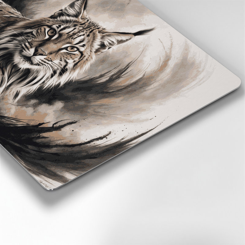 Art mural gris en métal avec gros chats, H 12 po x l 18 po