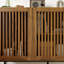 120cm Sideboard with Breathable Slatted Doors & Push-to-Open System - Walnut Japandi Storage Cabinet