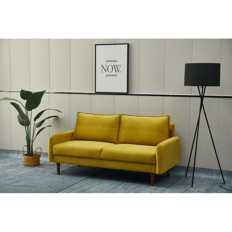 Emteas 69'' Velvet Sofa, Goldenrod Velvet