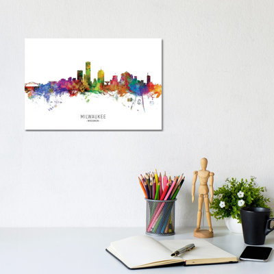 Milwaukee Wisconsin Skyline by Michael Tompsett - Wrapped Canvas Painting