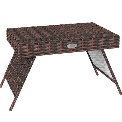 Table basse pliante brune pour patio - Améliore votre décor extérieur - Côtés pliables et rangement pour l'eau