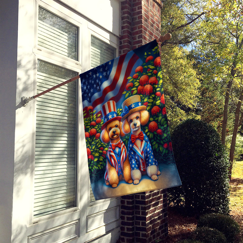 Drapeau «All American House», Étoile bleue / caniche à rayures rouges