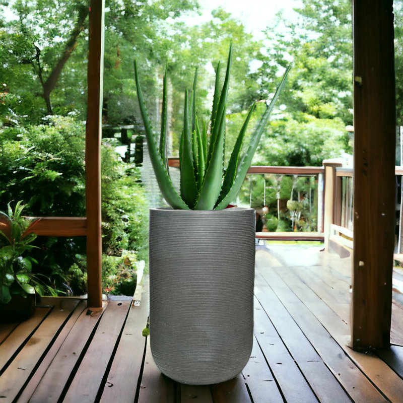 Hollis Pot Planter, Gray, 27.5" H x 16" W x 16" D