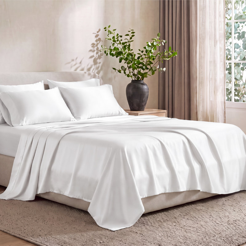 Ensemble de draps 100% Lencing Tencel Lyocell Luxe, poche profonde de 15 po et refroidissement pour les dormeurs chauds, literie de luxe soyeuse, douce et respirante, draps 4 pièces