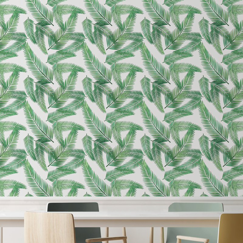 Panneau de papier peint adhésif Bacca, Vert, l 24 po x L 120 po