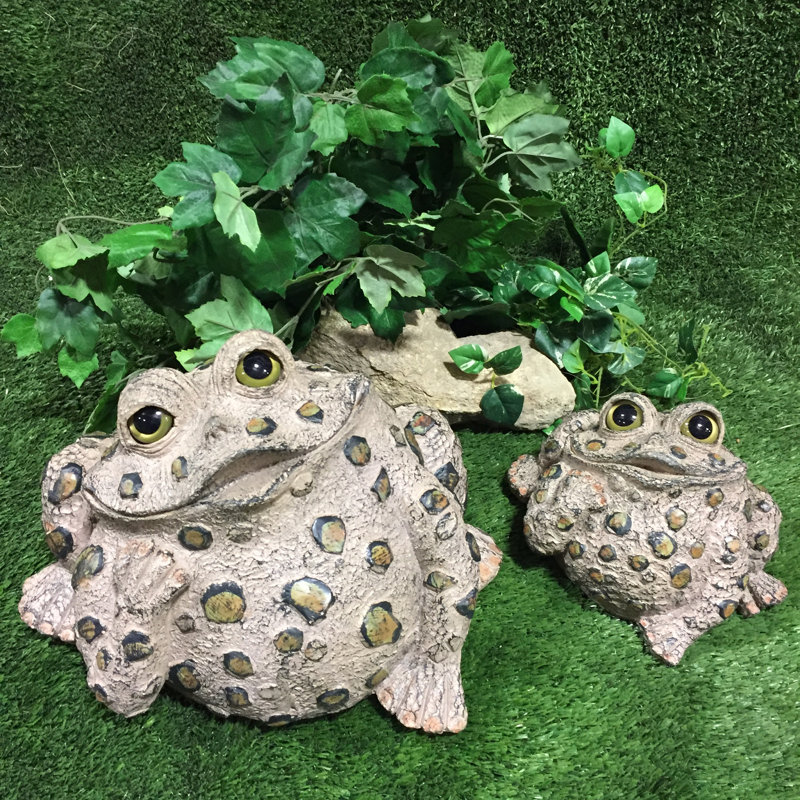 Statue de jardin fantaisiste crapaud «Dreamer», Brun naturel, H 7,75 po x l 10 po x P 8 po - Grand