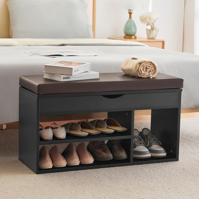 Banc de rangement pour 7 paires de chaussures, Noir