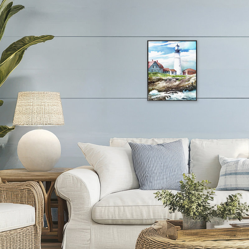 Giclée encadrée, phare de Cape Cod, conception de Mauro Devereaux, H 14 po x l 11 po, Giclée encadrée noir minuit