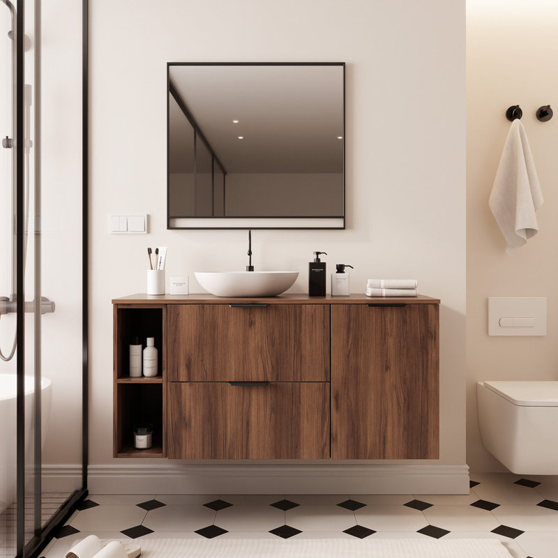 120.2 mm Wall Mounted Bathroom Vanity, Warmia Walnut