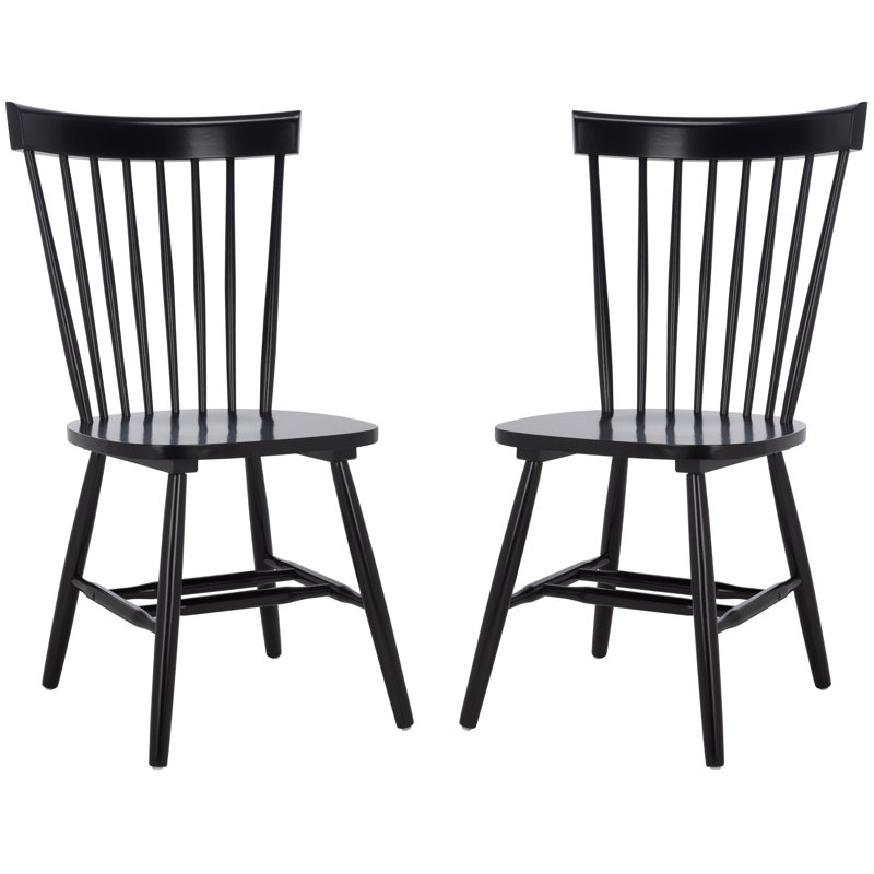 Solid Wood Windsor Back Side Chair, 2, Black
