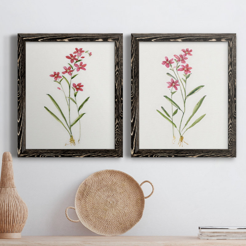 Delicate Pink I - ensemble de 2 peintures sur toile encadrées, Noir, H 31,5 po x l 43,5 po x P 1 po