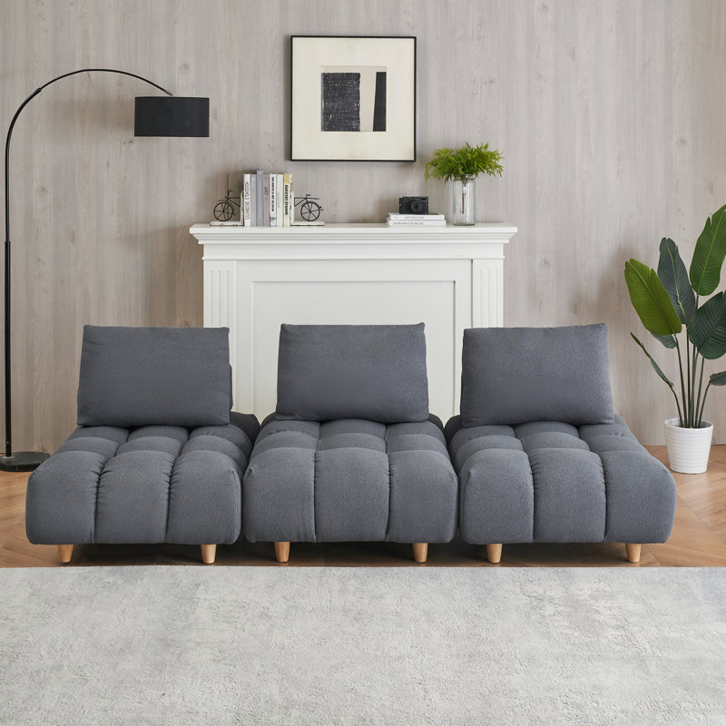 Canapé modulaire 3 pièces Samiur, Gris, H 29,5 po x L 90 po x l 40,2 po