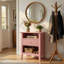 Ensemble de table de chevet 18 po à 2 tiroirs cannelés 18 po, rose moderne avec rangement