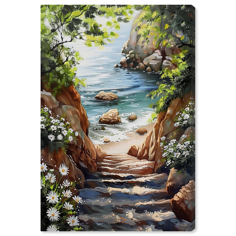 Un aperçu de l'océan : toile « Monet Coastal » par Art Remedy, H 54 po x l 36 po, Toile tendue encadrée, Ne s’applique pas