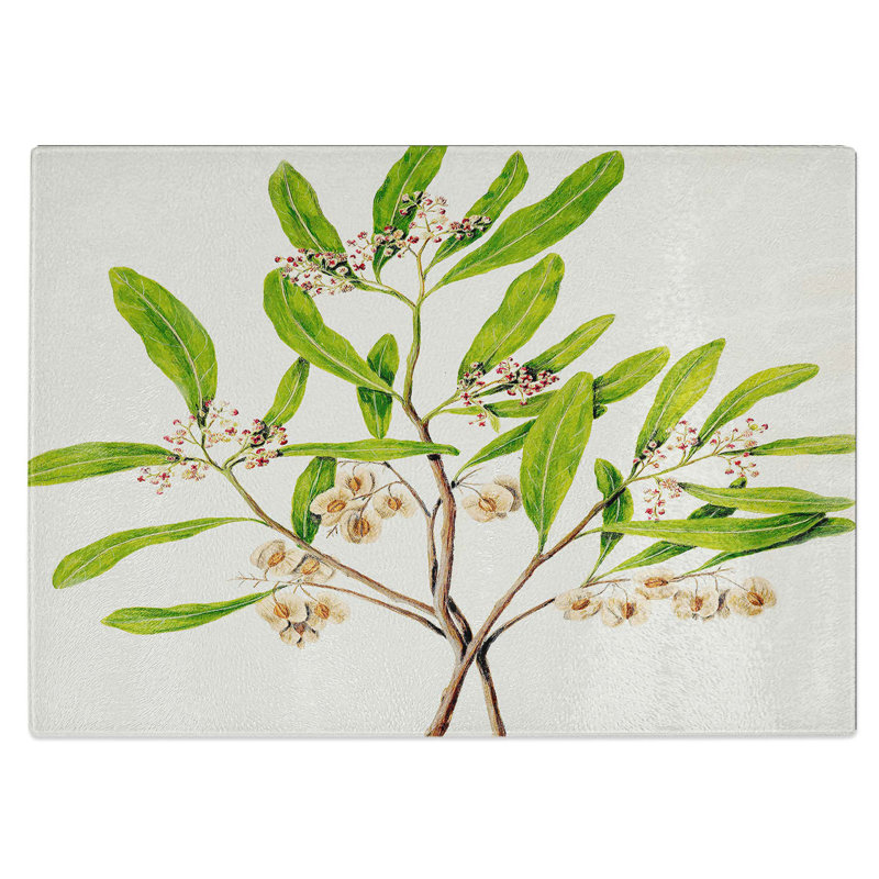 Tempered Glass Akeake Flowers Chopping Board, 39 cm W x 28.5 cm L