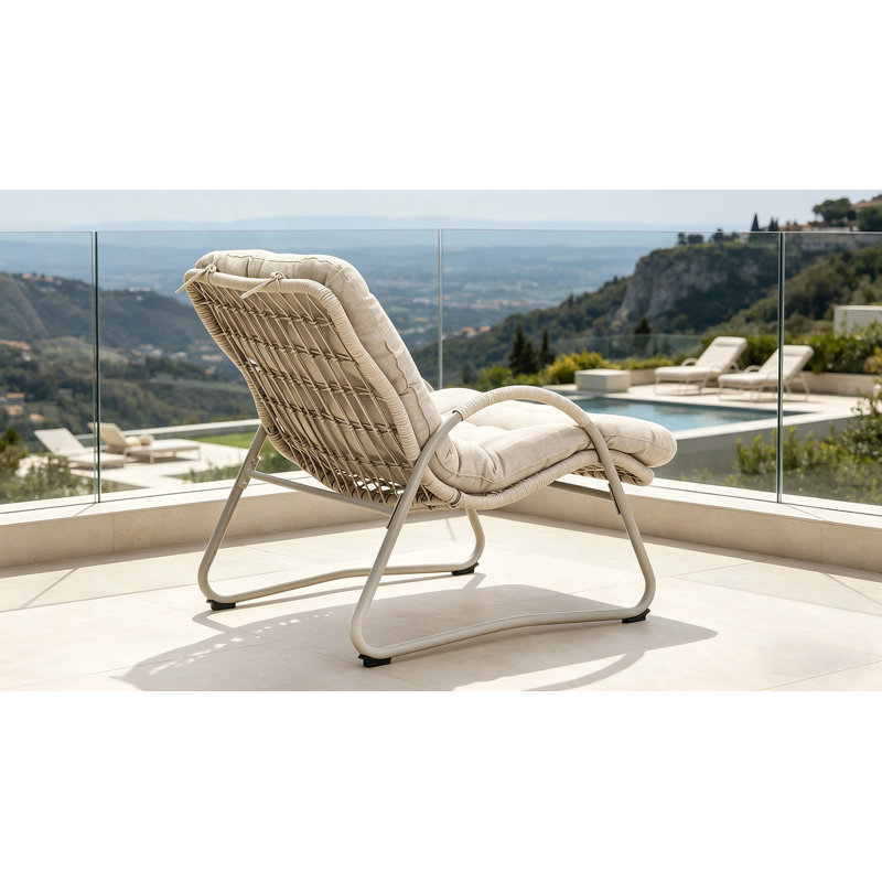 Chaise longue d'extérieur (ensemble de 2) - Structure en fer et osier en plastique