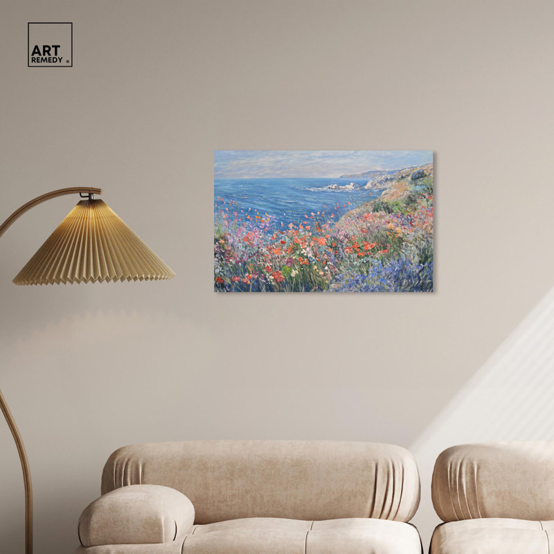 Flowered Edge 30" x 20" Wrapped Canvas Floral Art