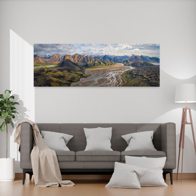 Braided River Mountain Valley Dramatic Vibrant Abstract Landscape Mountain Wall Art