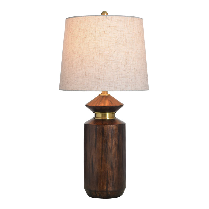 Jean Table Lamp - Light Oatmeal Shade, Mahogany & Gold