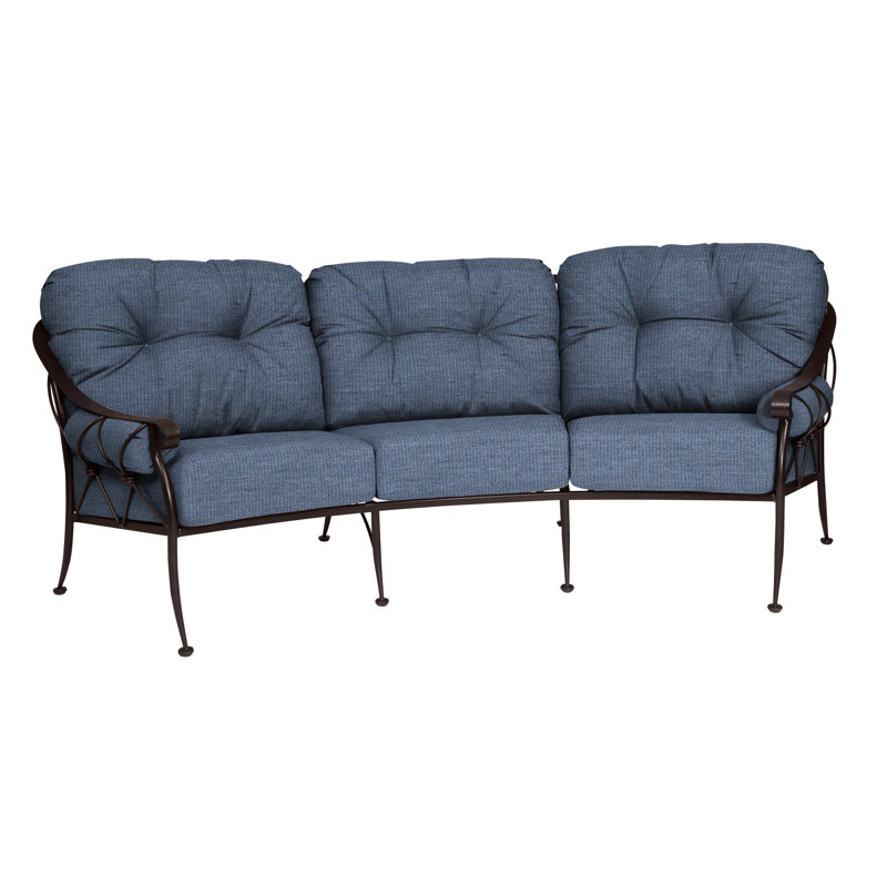 Derby 103'' Wide Iron Patio Sofa with Cushions, Canvas Spa Sunbrella® Canvas, Chestnut Brown