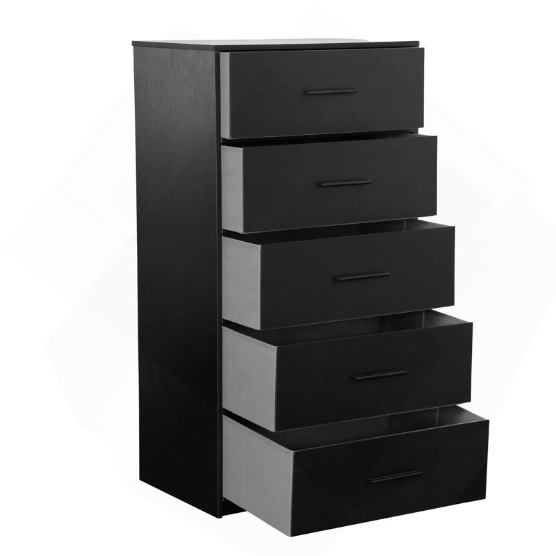 5-Drawer Dresser With Large Fabric Drawers, Black, Black