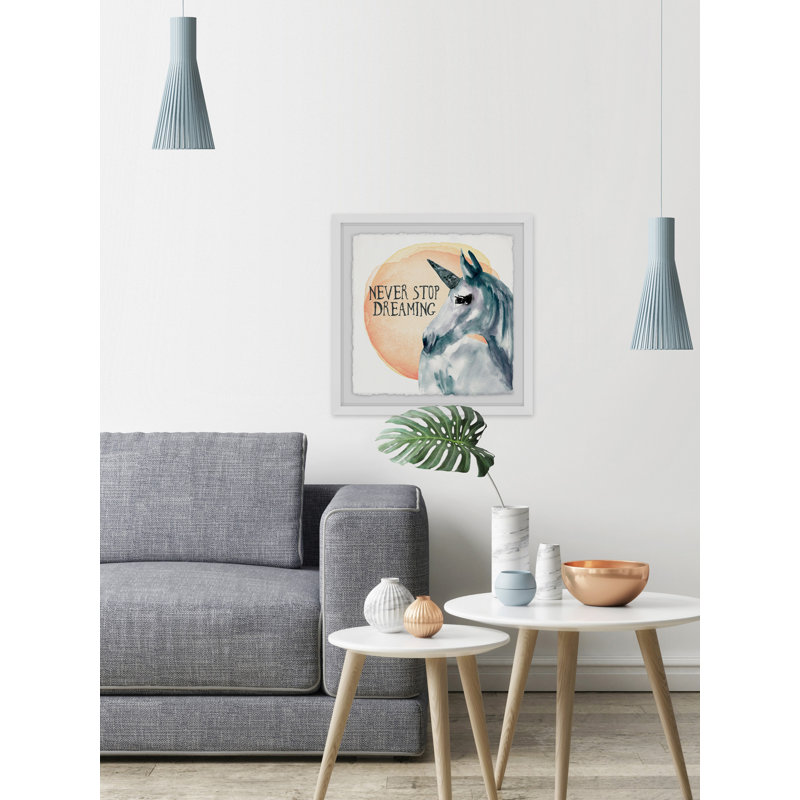 «Never Stop Dreaming», reproduction encadrée, H 32 po x l 32 po x P 1,5 po, Cadre blanc