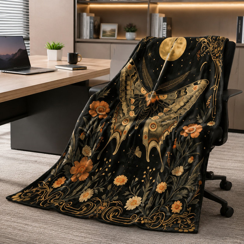 Jeté Mystical Moth Floral, jeté papillon lune céleste bohémienne pour canapé, canapé, lit, salon, chambre à coucher