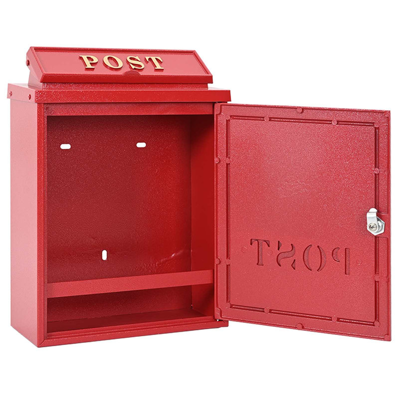 Cast Aluminum Wall Mounted Post Box, Red