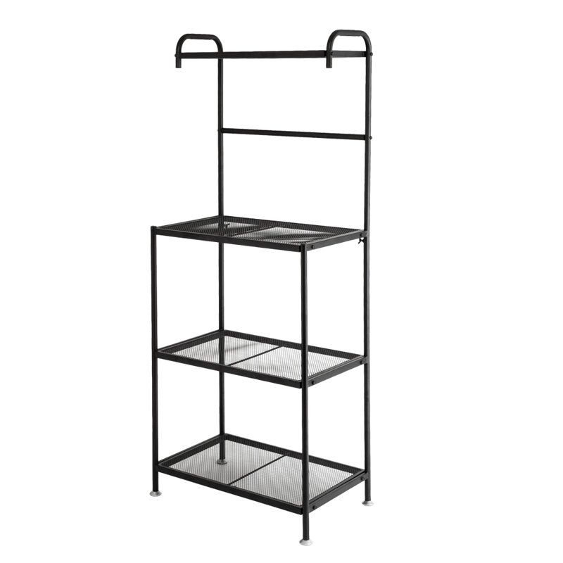 Heckscherville 59.69cm Steel Standard Baker's Rack with Microwave Compatibility Wooden Shelves