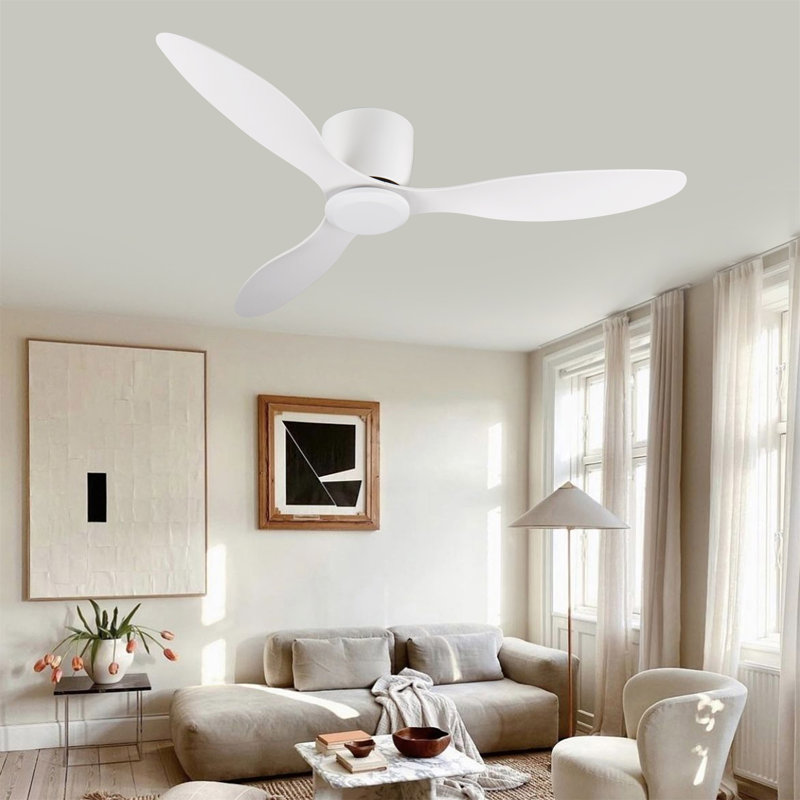 Ventilateur de plafond encastré blanc 52 "sans lumière, Blanc, Blanc ancien