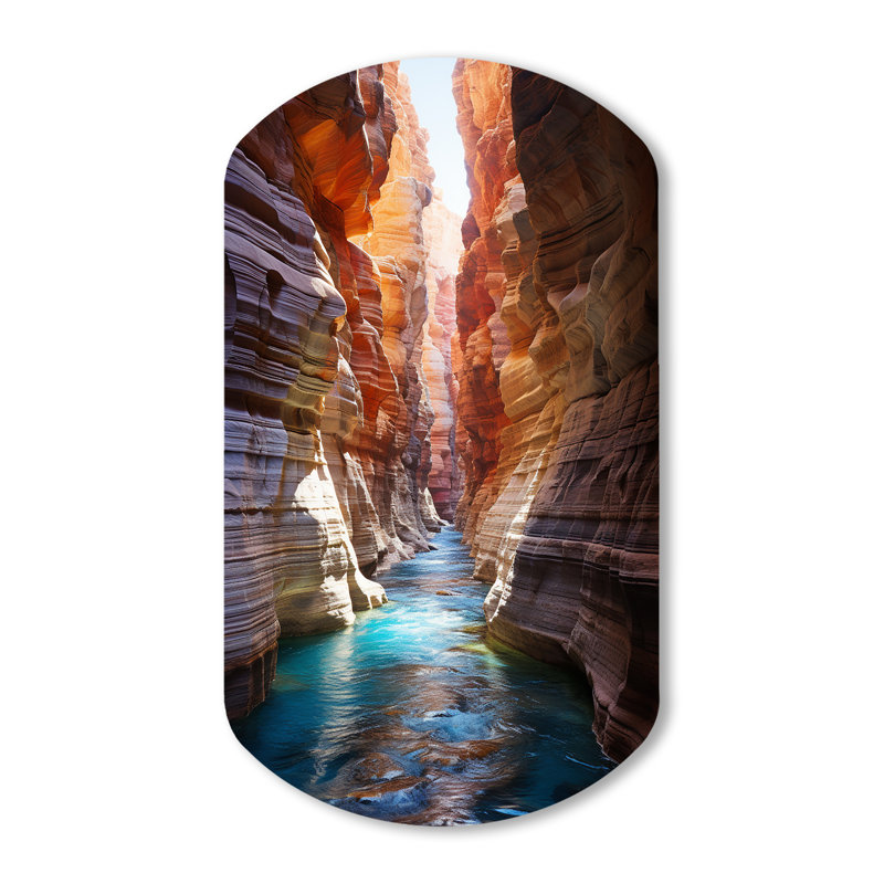 Canyon antilope turquoise, gouttes - art mural asymétrique en forme de cylindre de Canyon, H 31 po x l 19 po
