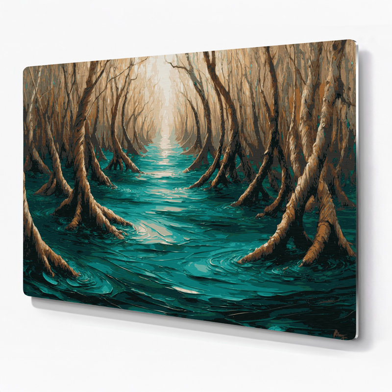 Art mural en métal Coastal Mangrove Maze, H 12 po x l 18 po