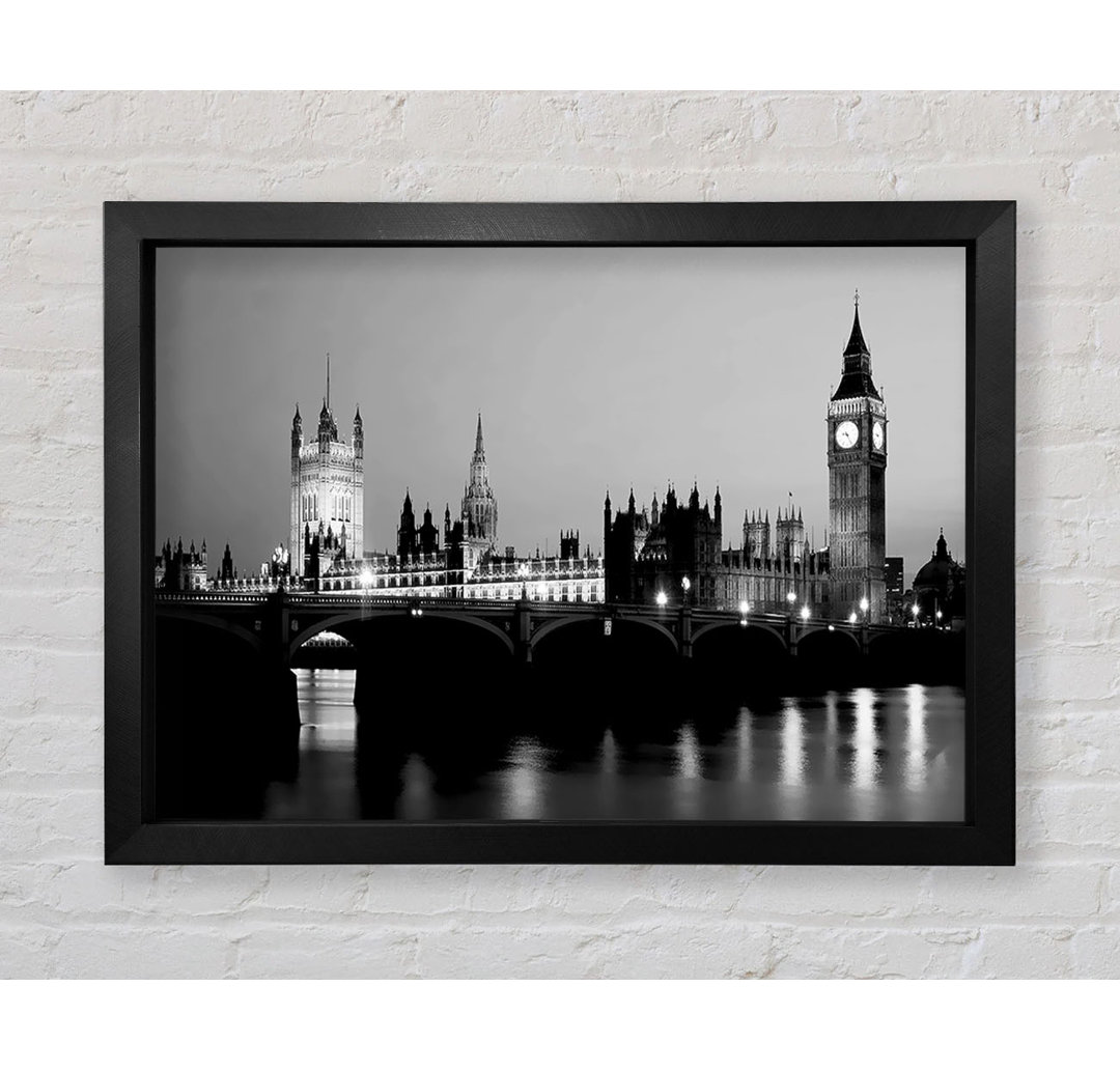 London Houses Of Parliament mit Big Ben B N W - Druck