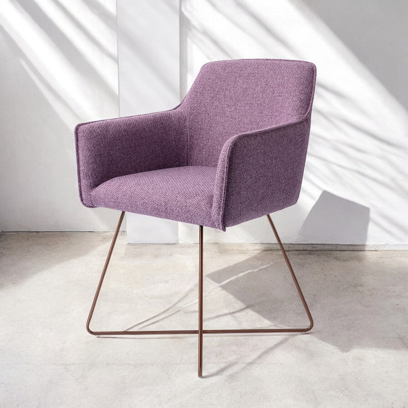 Bartly 123.19cm H Polyester Upholstered Metal Armchair, Purple, Rose