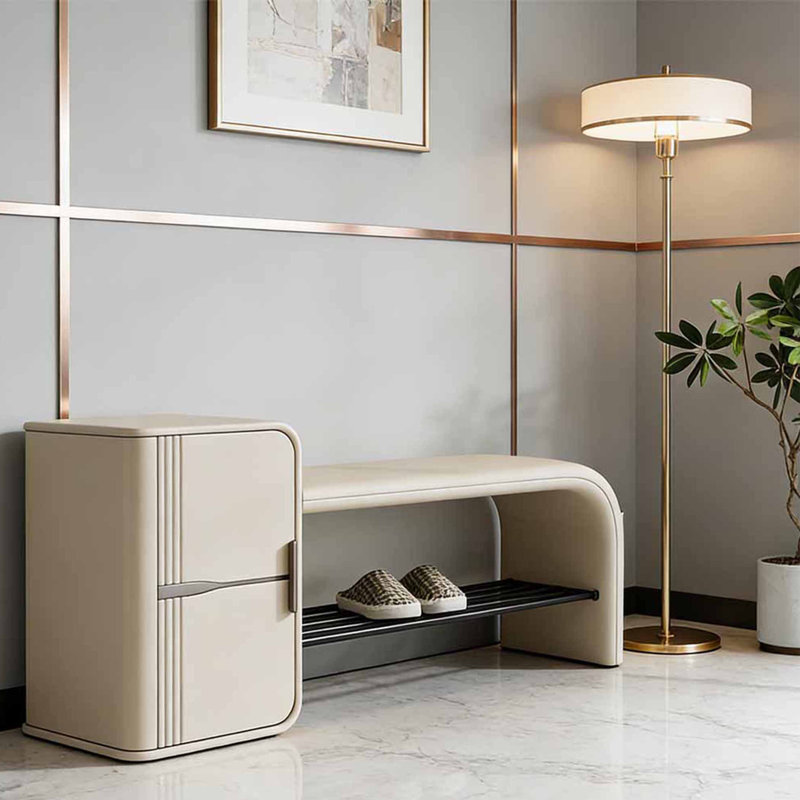 Banc de rangement pour chaussures de luxe de style italien, H 25,59 po x l 47,24 po x P 15,75 po