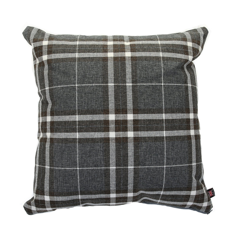 Chagnon Plaid Square Throw Cushion, Medium, Dark Grey