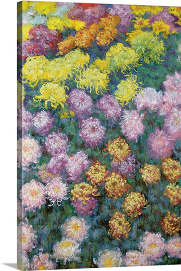 «Massif De Chrysanthèmes, 1897» par Claude Monet, reproduction d'art, H 30 po x l 20 po x P 1,5 po, Toile