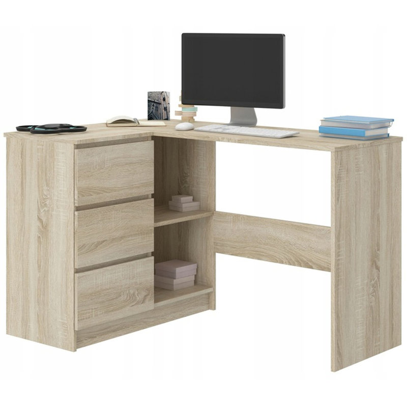 Ardeleana Modular L-Shaped Desk, Tan, Left Hand Return