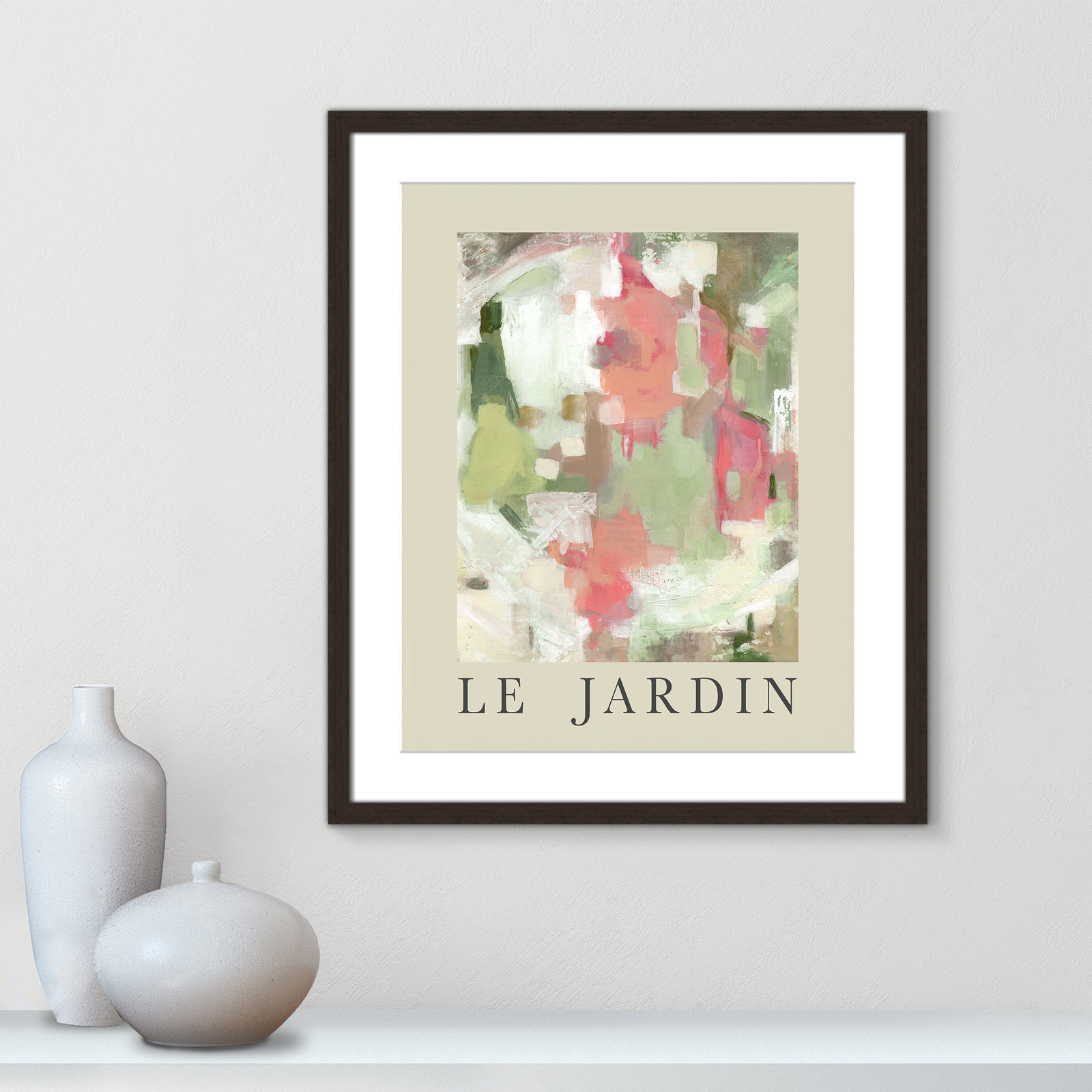 Riya "Le Jardin" Print by Carol Robinson, Walnut Single Picture Frame, Yes, 25.5" H x 21.5" W x 1.25" D