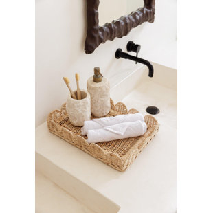Scallop Rattan Rectangular Tray
