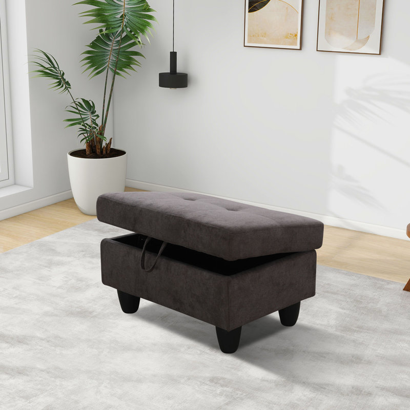 Repose-pieds Claritza, Polyester brun foncé