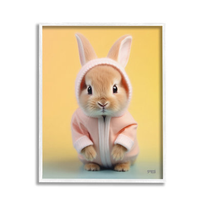 «Cozy Bunny on Yellow», estampe numérique encadrée par RB