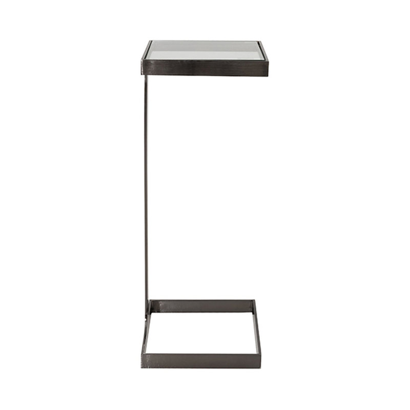 Maisel Glass Top End Table, Gunmetal