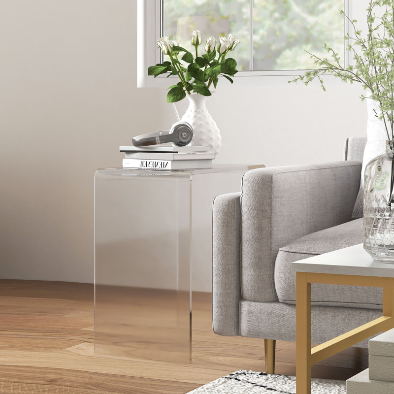 Table basse en rotin, PE 1 pièce, couleur beige, H 21 po x l 12 po x P 21 po
