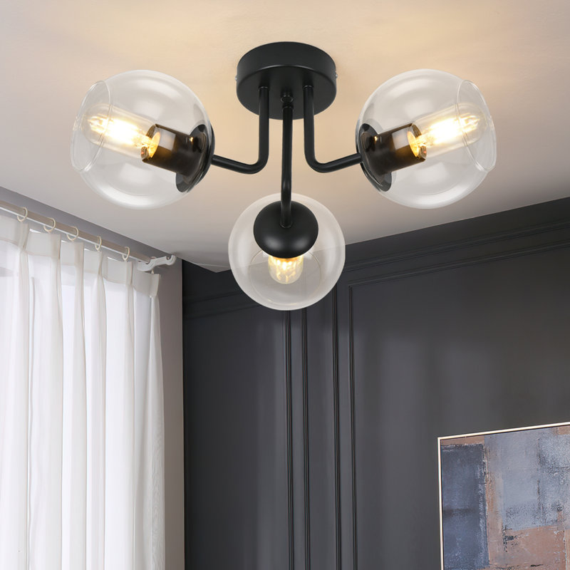 Plafonnier semi-encastré 3 lumières, Noir