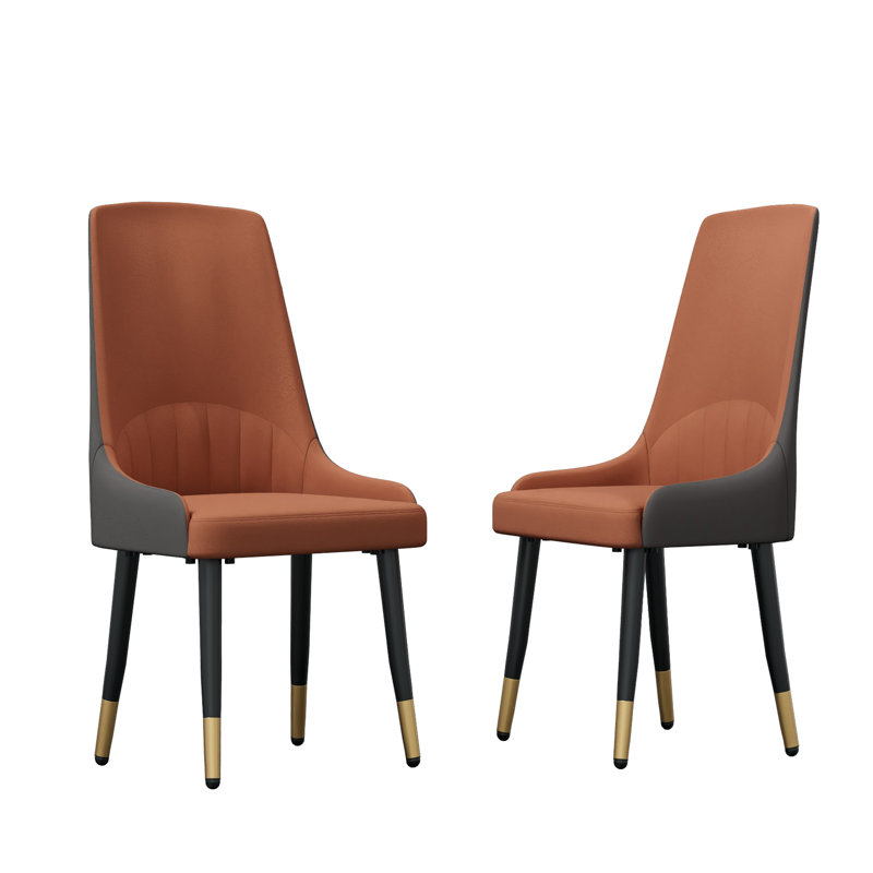 Bernelda 47.5cm H Microfiber / Microsuede Upholstered Side Chair, Orange/Grey