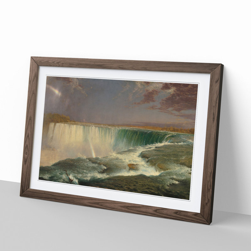 Niagara Falls Vol.1 by Frederic Edwin Church - Picture Frame Painting, 36cm H x 48cm W x 2cm D, Walnut Framed