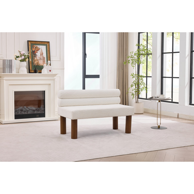 Banc de salle à manger rembourré, banc d'entrée avec dossier, Beige, Beige